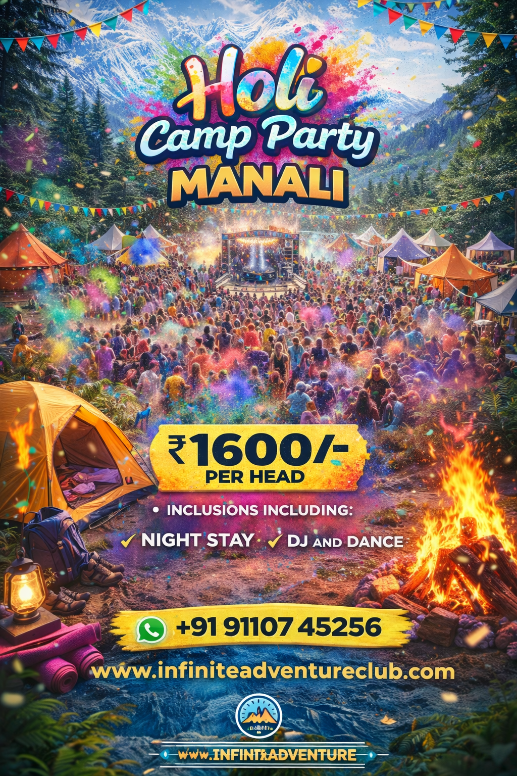 holi in manali with infinite adventure club